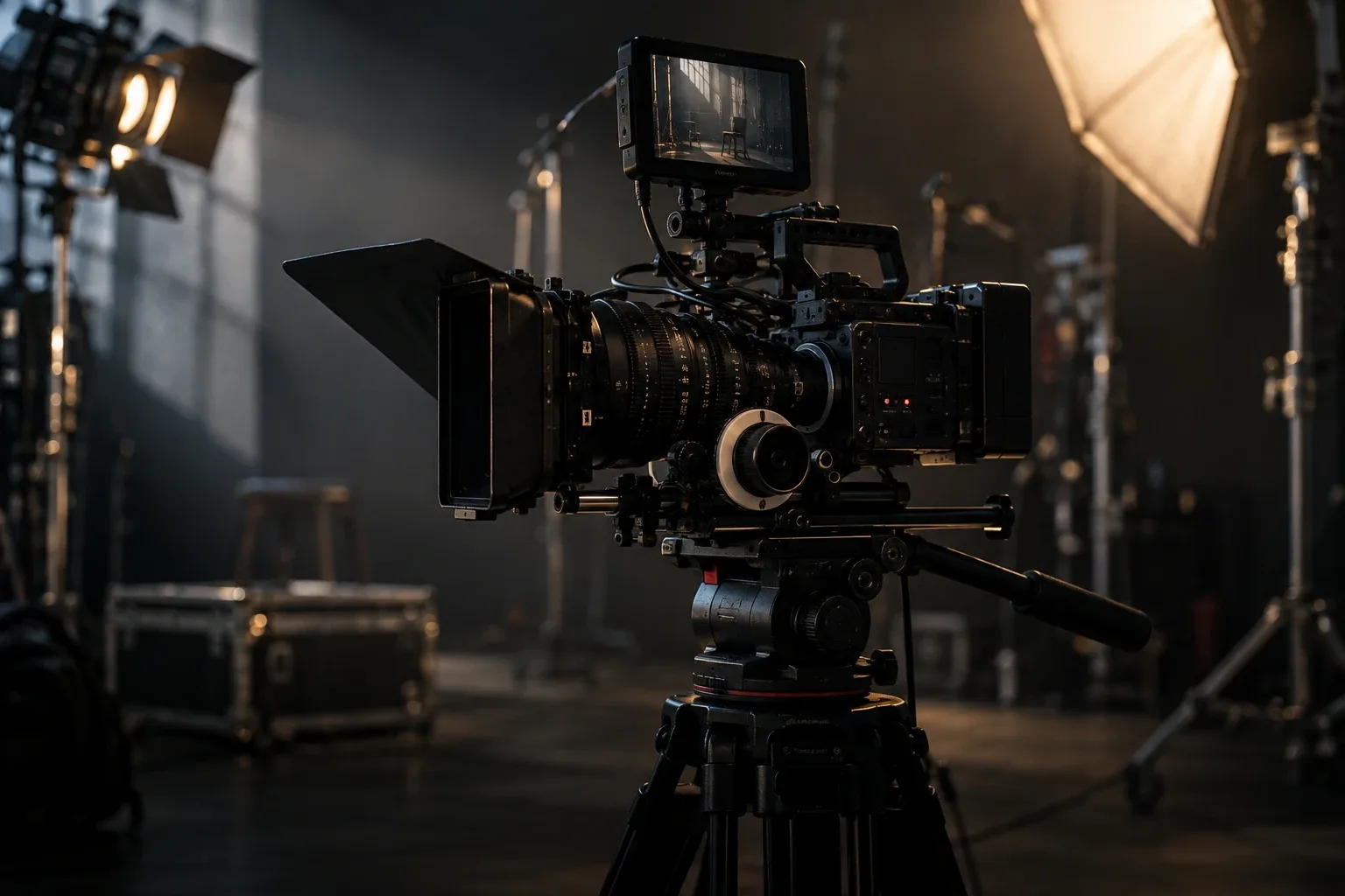 Professional cinema camera on a set