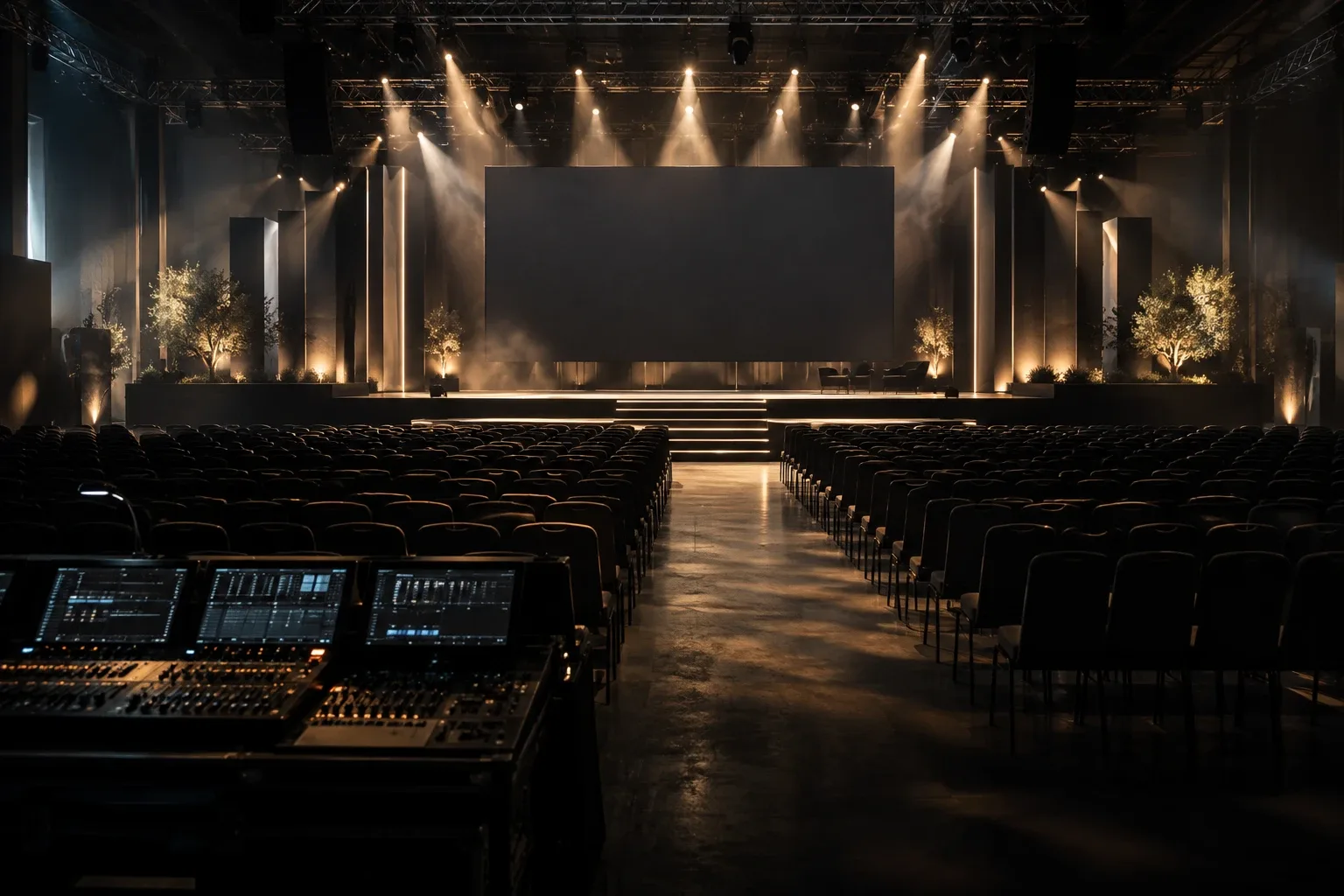 Stage and lighting at a business event